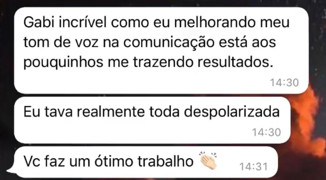 Depoimento com mensagens sobre práticas e resultados do acompanhamento