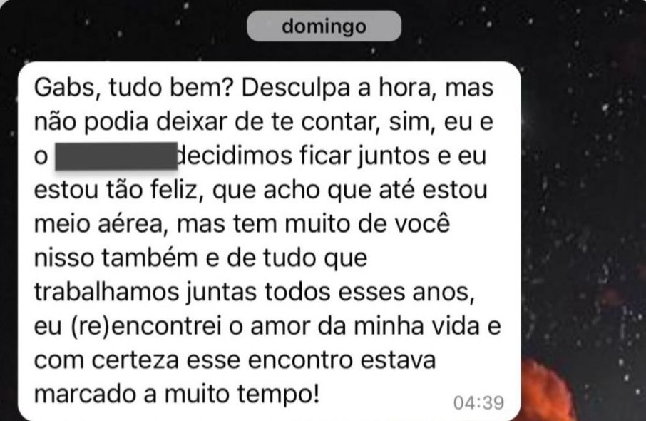 Depoimento com mensagens sobre mapas e agradecimentos
